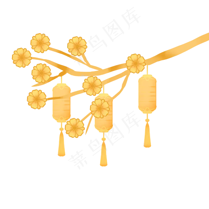 新春金色梅花灯笼(3000X3000(DPI:300))psd模版下载