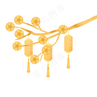 新春金色梅花灯笼