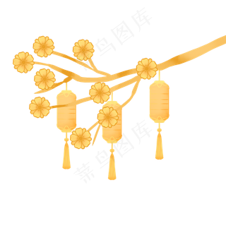 新春金色梅花灯笼