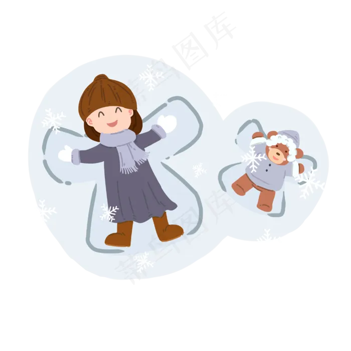 立冬躺在雪地的小女孩(3000X3000(DPI:300))psd模版下载