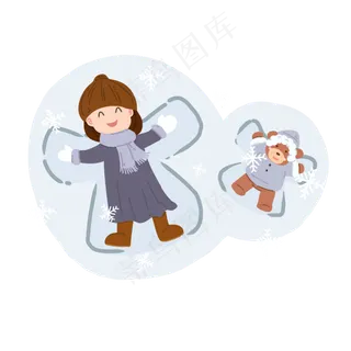 立冬躺在雪地的小女孩