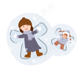 立冬躺在雪地的小女孩