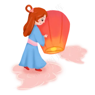 中秋节嫦娥放孔明灯素材