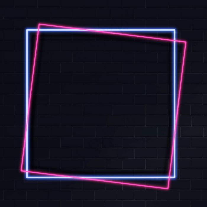 深色背景上的粉红色霓虹灯框架