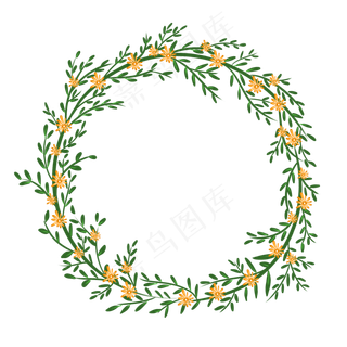 秋天花环圆形边框