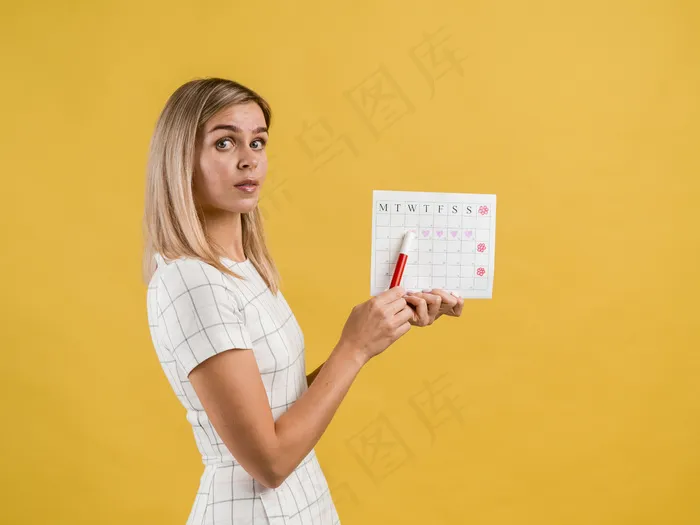 美丽的侧面年轻女子帽子秀日历