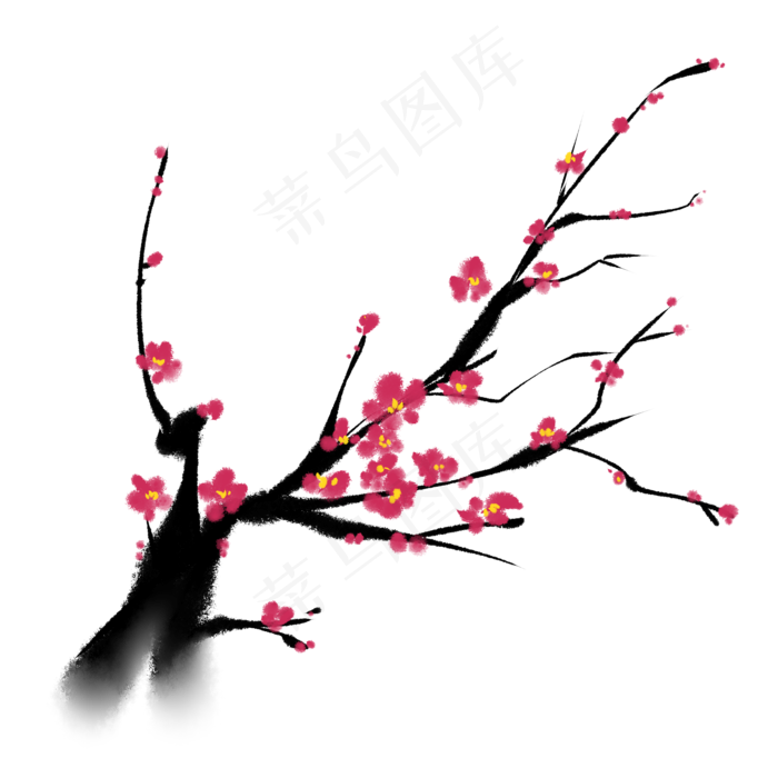 黑色水墨梅花(2150X2150(DPI:299))psd模版下载