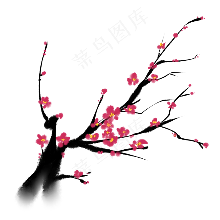 黑色水墨梅花(2150X2150(DPI:299))psd模版下载