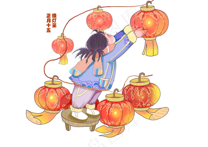 年俗春节二十六灯笼腊月农历新年(3507X2480(DPI:300))psd模版下载