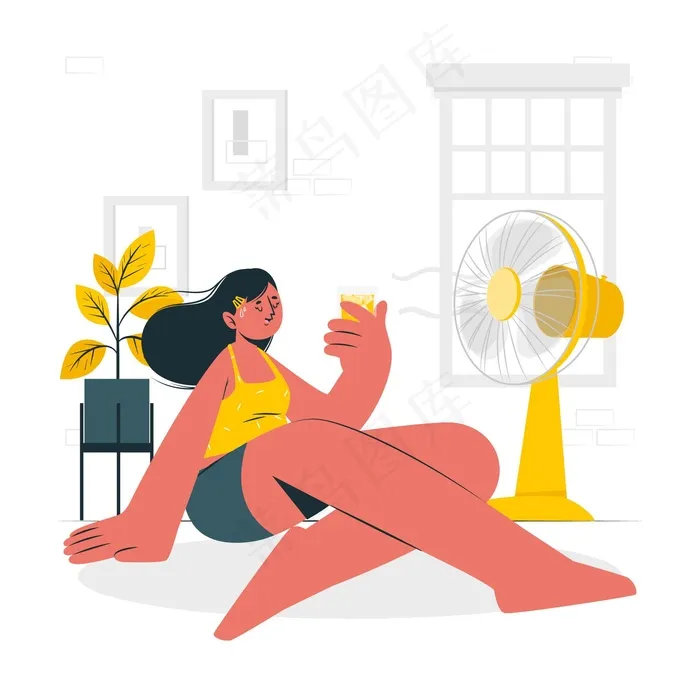夏日酷暑提神 概念图eps,ai矢量模版下载