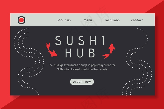 Sushi hub登录页模板eps,ai矢量模版下载