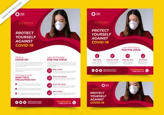 电晕病毒宣传单,DM传单和社会媒体横幅banner模板溢价