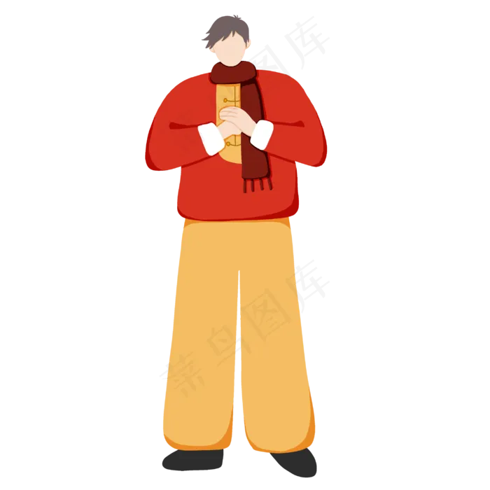 扁平新年拜年男孩(3000X3000(DPI:300))psd模版下载