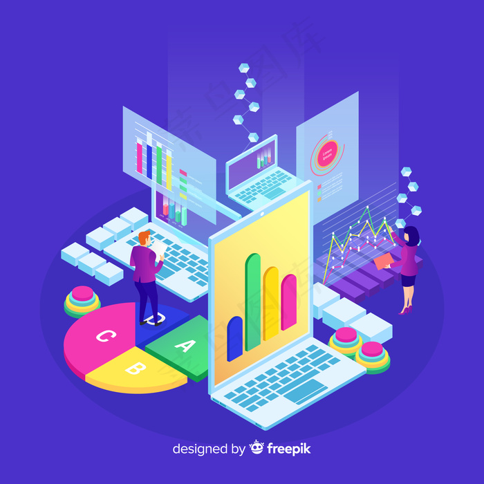 等轴测数据可视化概念背景