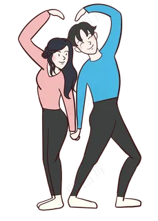 开心的笨蛋情侣合体比心