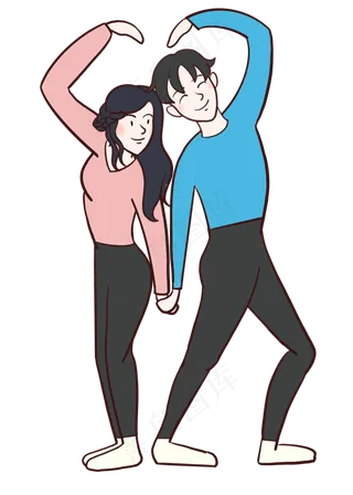 开心的笨蛋情侣合体比心