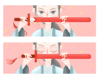 中元节古风帅气少女