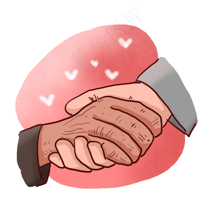 重阳节手绘陪伴老人PNG免抠素材