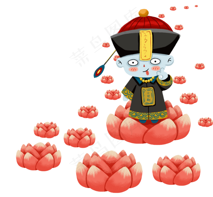 中元节卡通元素(2563X2372(DPI:300))psd模版下载