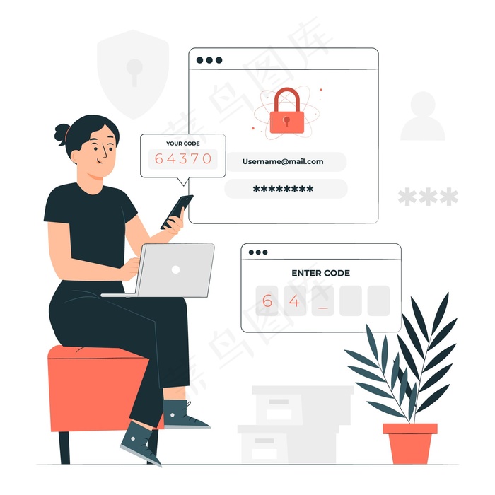 双因素认证概念说明eps,ai矢量模版下载