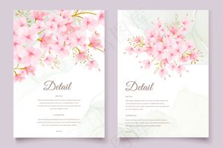 水彩樱花花卉和树叶卡套