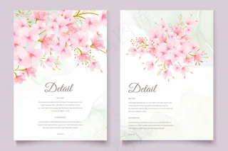 水彩樱花花卉和树叶卡套