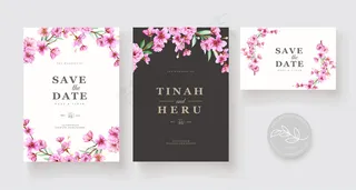 婚礼请柬有漂亮的花朵装饰图案