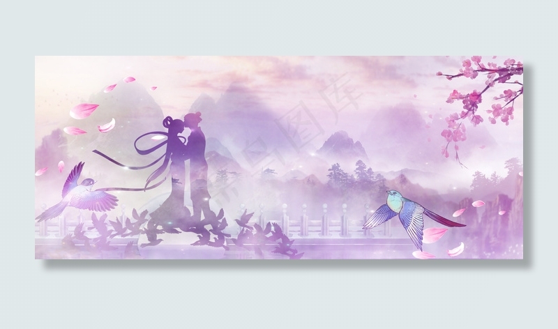 创意浪漫七夕电商背景合成