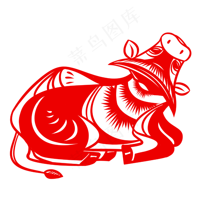 2021牛年剪纸(3000X3000(DPI:300))psd模版下载