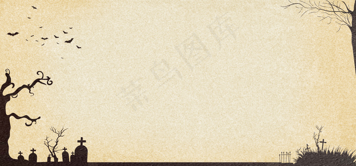 万圣节黄色牛皮纸简约卡通平面banner(1920*900px 	       )psd模版下载