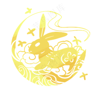 金色中秋花好月圆剪纸