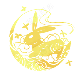 金色中秋花好月圆剪纸