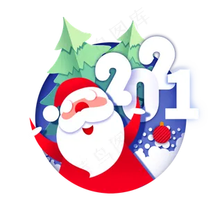 2021年剪纸风圣诞节
