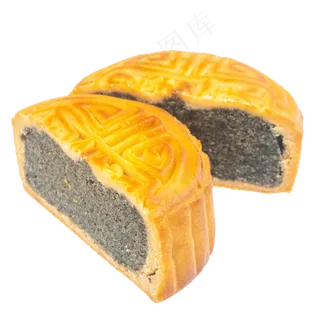 切开的黑芝麻月饼