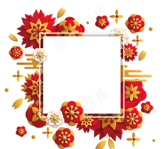 纹理的新年红色喜庆梅花边框