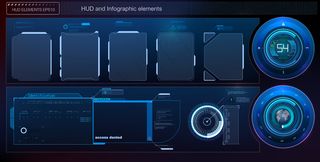 Hud ui gui未来用户界面屏幕元素集。电子游戏用高科技屏幕。科幻概念。