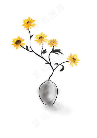 中国水墨手绘花卉