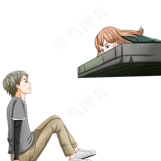 卡通人物手牵手情侣浪漫情侣