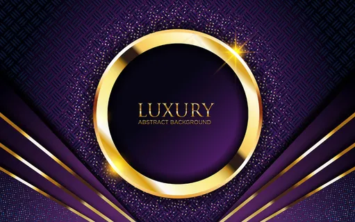 奢华的深紫色背景，金色圆圈和闪光