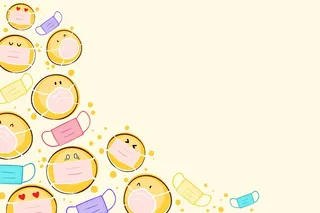 带面罩壁纸的手绘表情符号