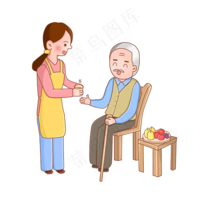 重阳重阳节红色暖色儿女孝敬老人