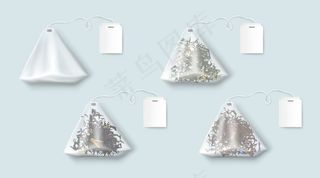 带有绿色和黑色叶子和草药的茶包。