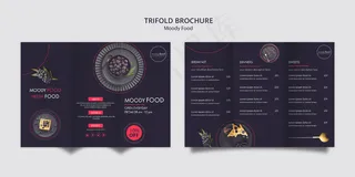 穆迪食品创意三折页小册子模板