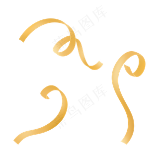 金黄色卷绕丝带飘带彩带