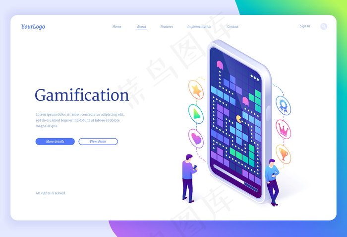 游戏化。交互式游戏应用程序app在线登录页