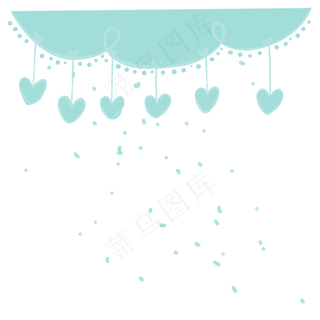 蓝色浪漫手绘爱心吊饰