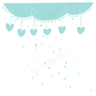 蓝色浪漫手绘爱心吊饰