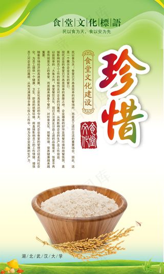 校园餐厅食堂挂画标语海报反对浪费节约粮食