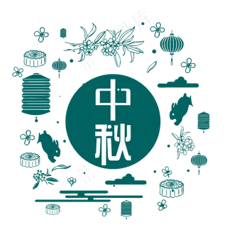 绿色中秋古风意境素材 绿色中秋古风意境素材