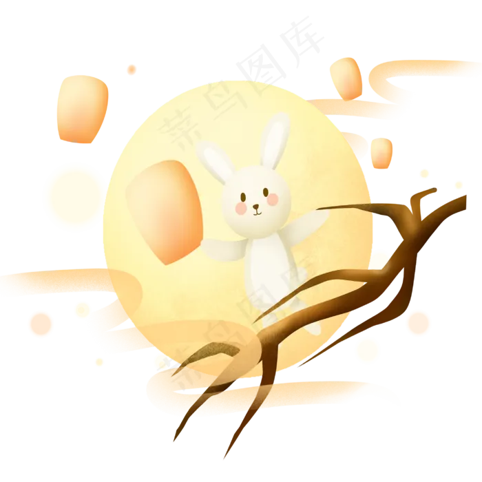 小兔子放灯(3000X3000(DPI:300))psd模版下载